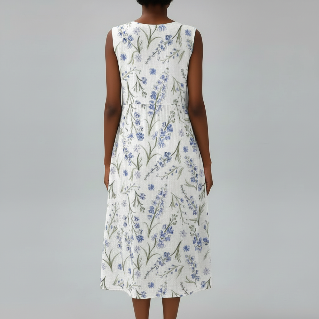 White Floral Dress Back View