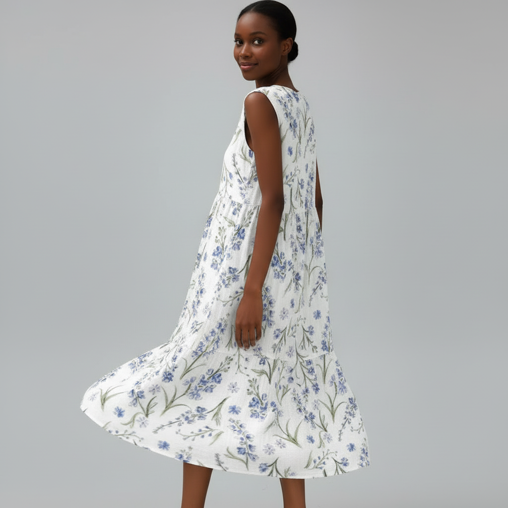 White Floral Dress Spontaneous Turn