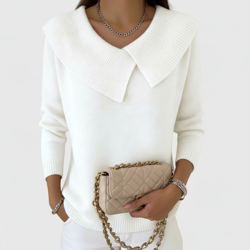 White knit sweater styled