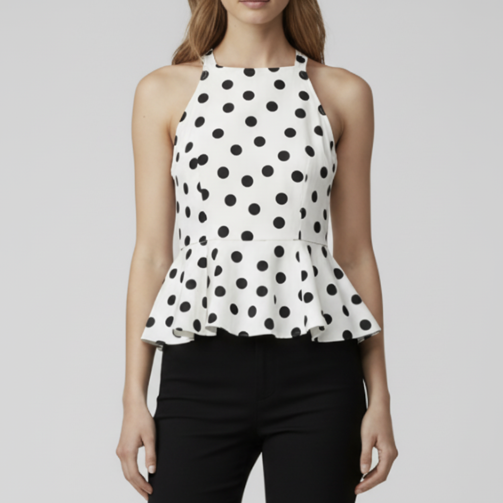 White Polka Dot Peplum Top – 1080x1080