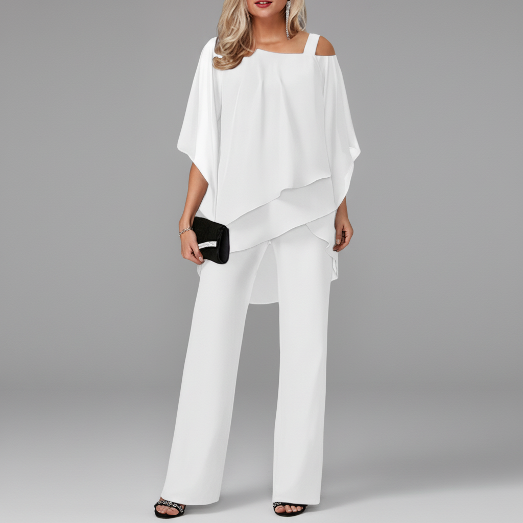White Two-Piece Set Editorial Full Bleed
