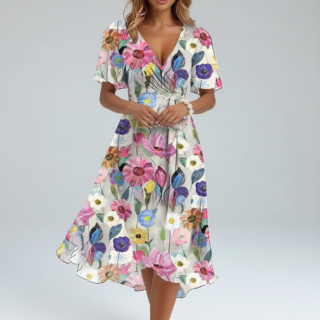 White Watercolour Wrap Midi – Hands Clasped Studio