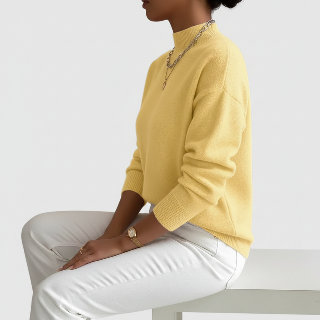 Yellow sweater side profile